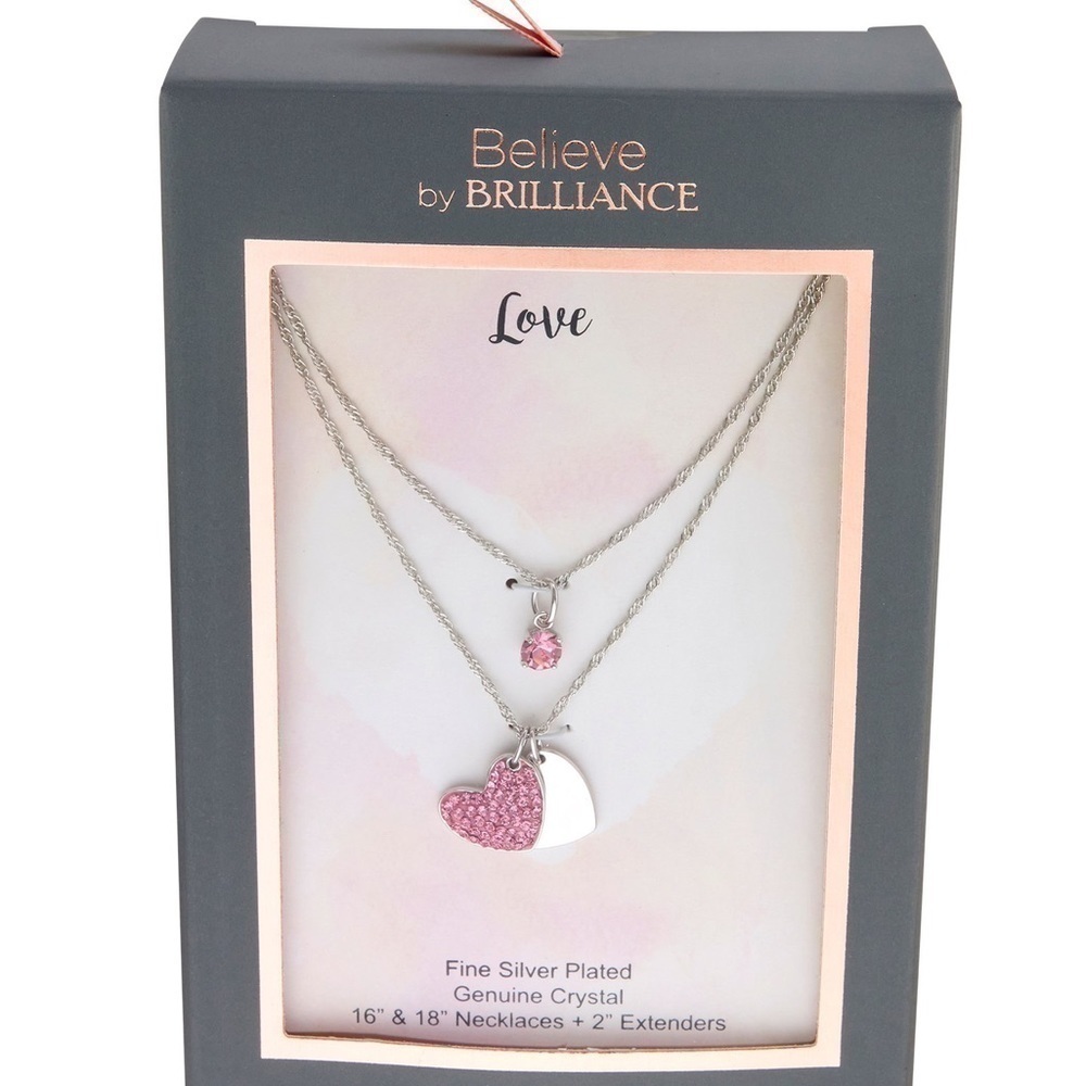 NEW Double Layer Crystal Drop/Heart Necklace - Picture 2 of 2